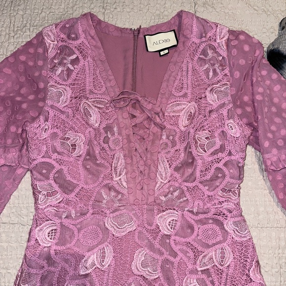 ALEXIS - MALICHA Crocheted Lace and Fil Coupe Georgette mini dress - Picture 6 of 7